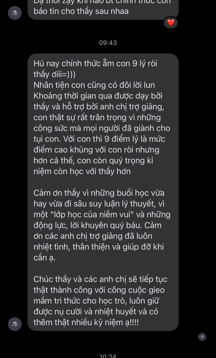 Tin nhắn học trò báo đạt 9 điểm Vật lý và trân trọng kỷ niệm lớp học